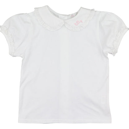 White Knit Eyelet Peter Pan Shirt