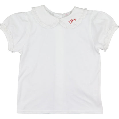 White Knit Eyelet Peter Pan Shirt