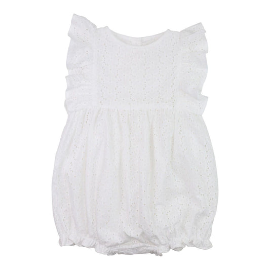 White Ruffle Eyelet Bubble