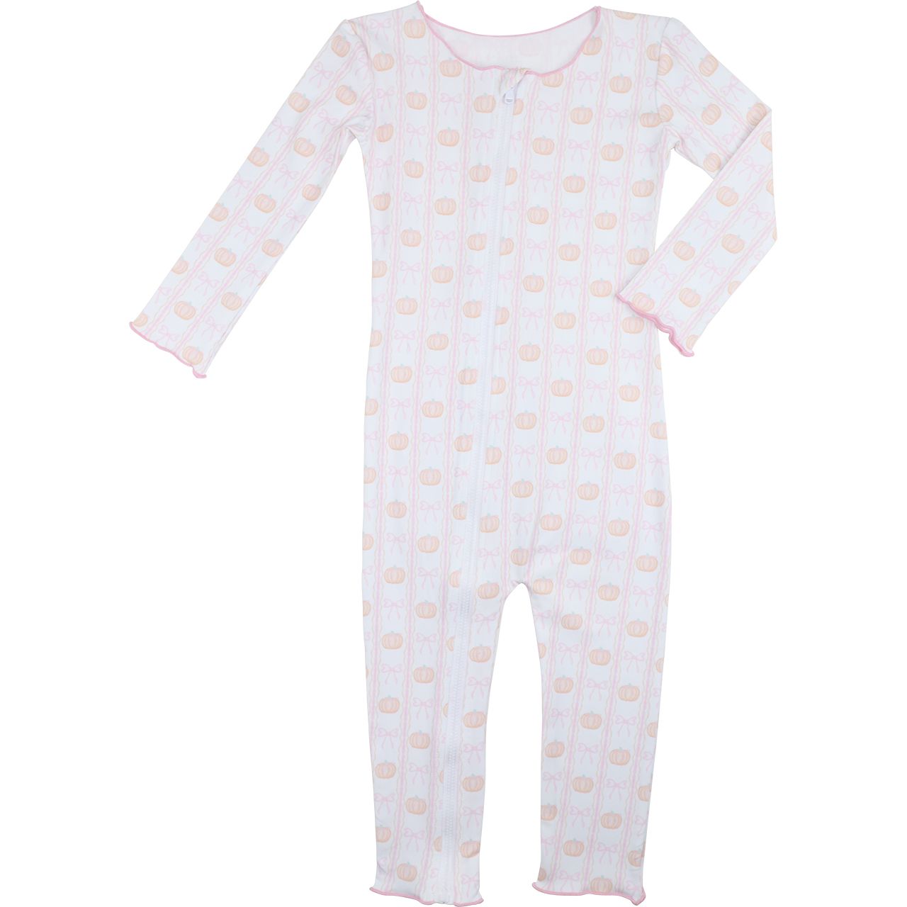 White and pink pumpkin zipper pajama  white background
