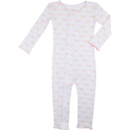 White and pink pumpkin zipper pajama  white background