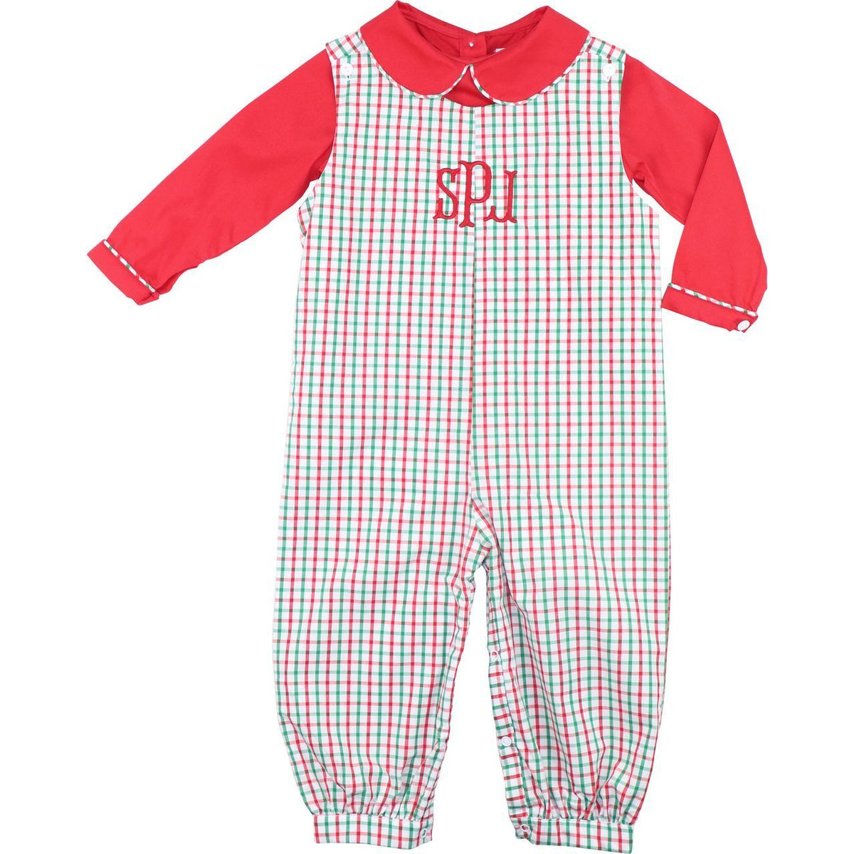 Windowpane Long Romper Set