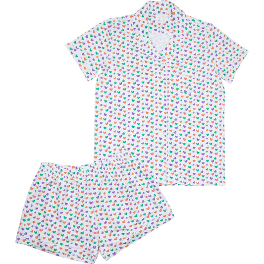 Women's Multicolored Heart Knit Pajamas