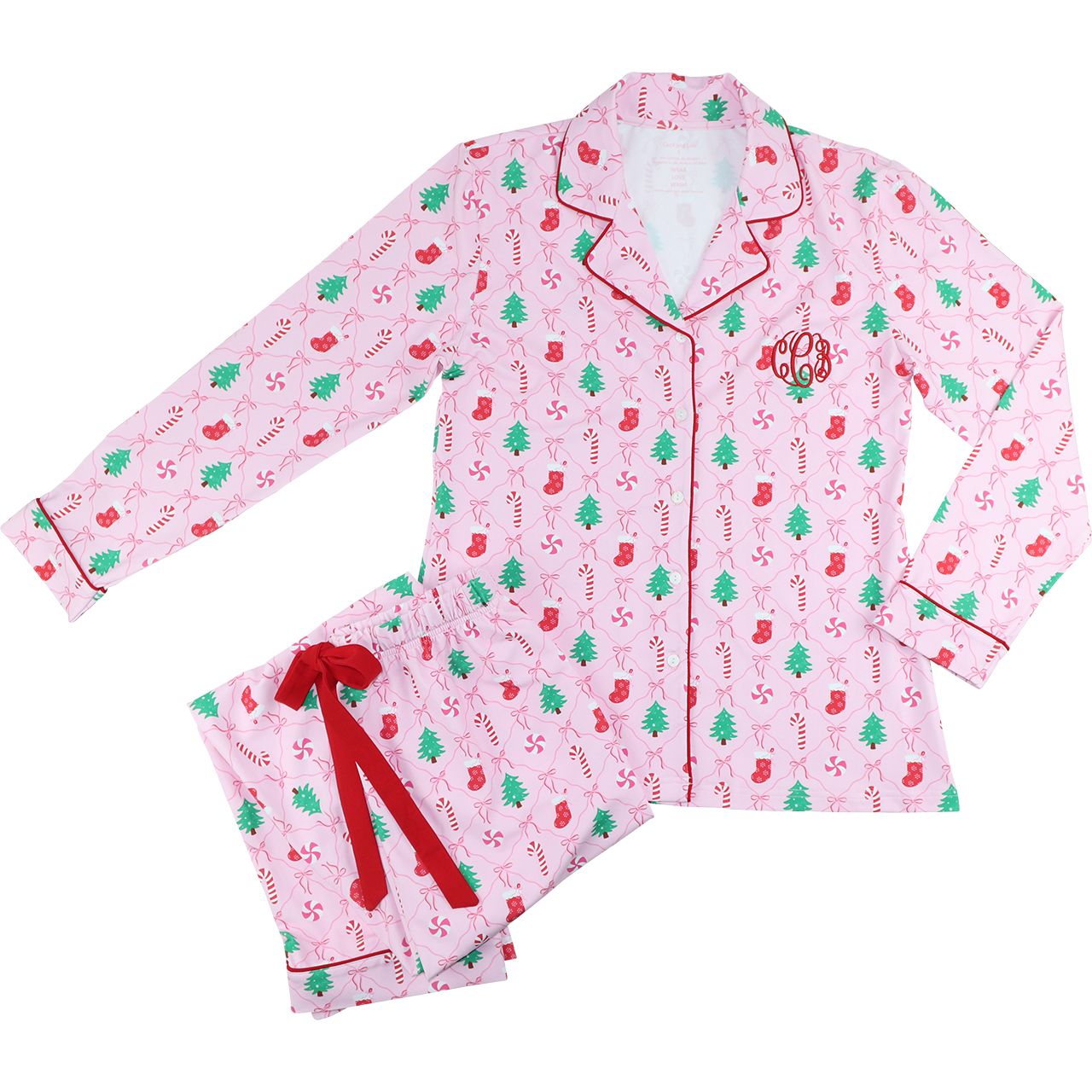 Women's Pink Christmas Candy Knit Pajamas