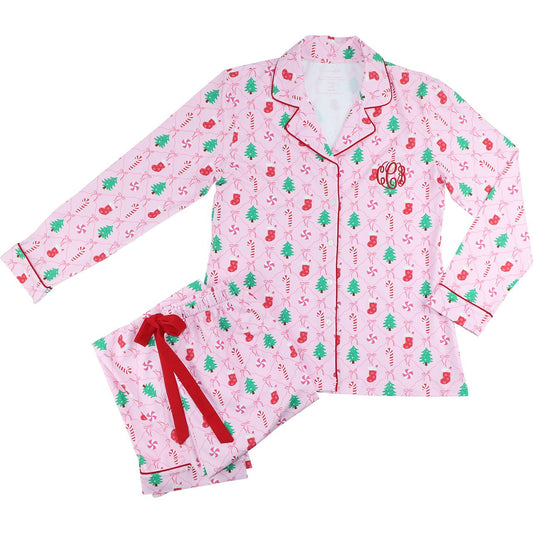 Women's Pink Christmas Candy Knit Pajamas