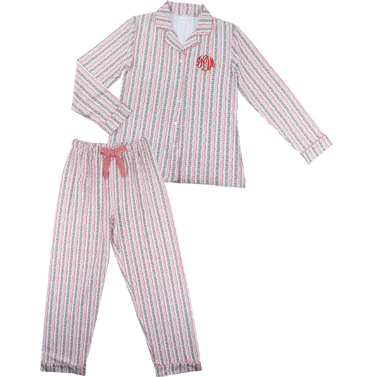 Women's Red And Green Holiday Garland Pajamas