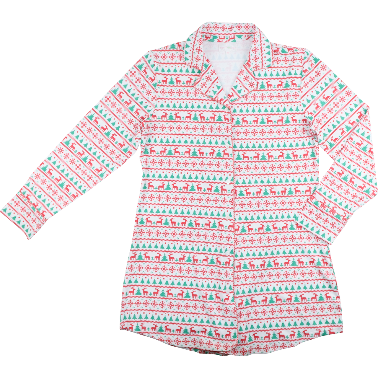 Women's Red And Green Holiday Print Tunic