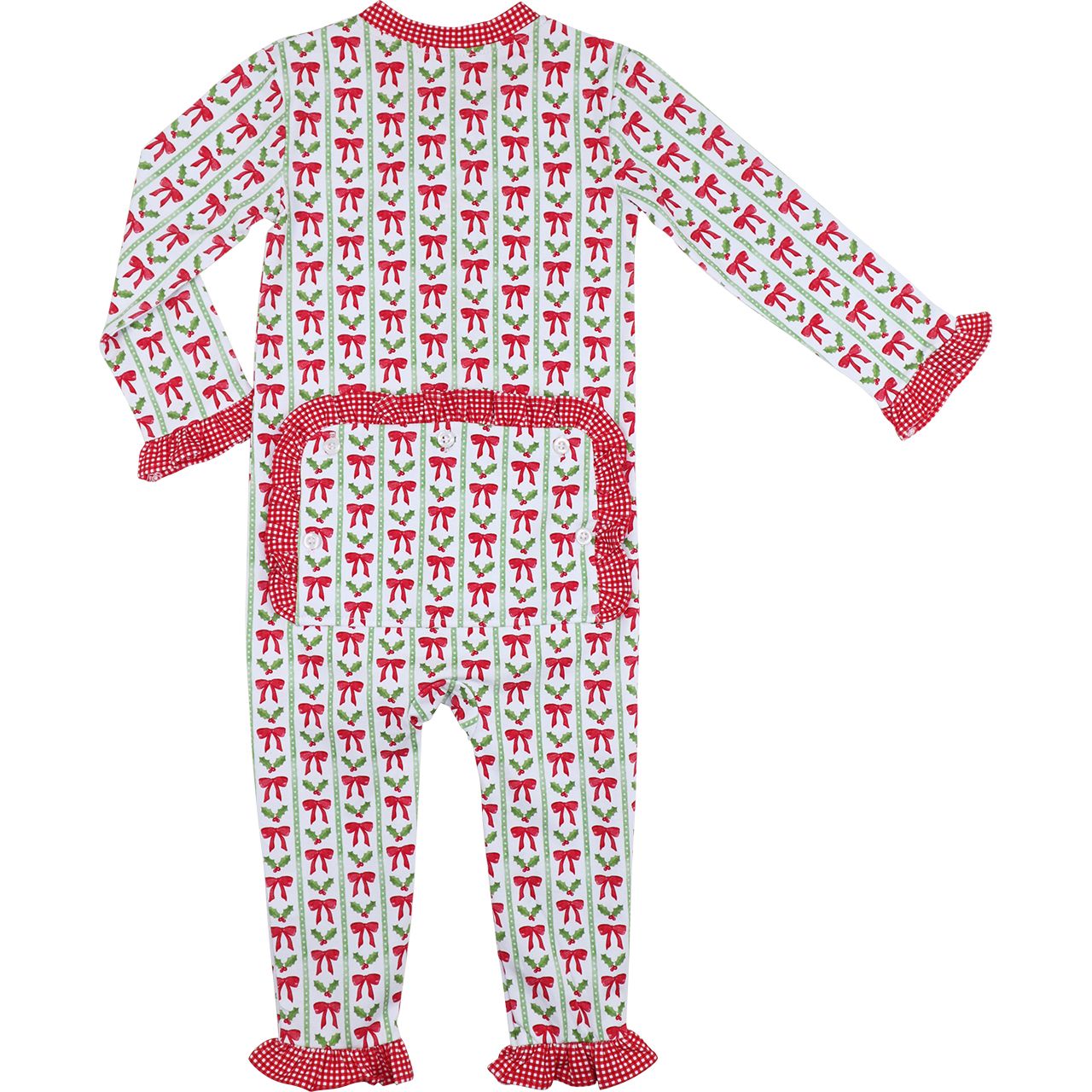 Holly And Bow Knit Zipper Pajamas