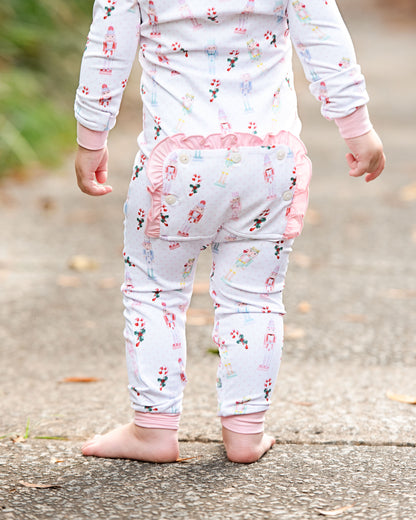 Pink Knit Nutcracker And Candy Cane Zipper Pajamas