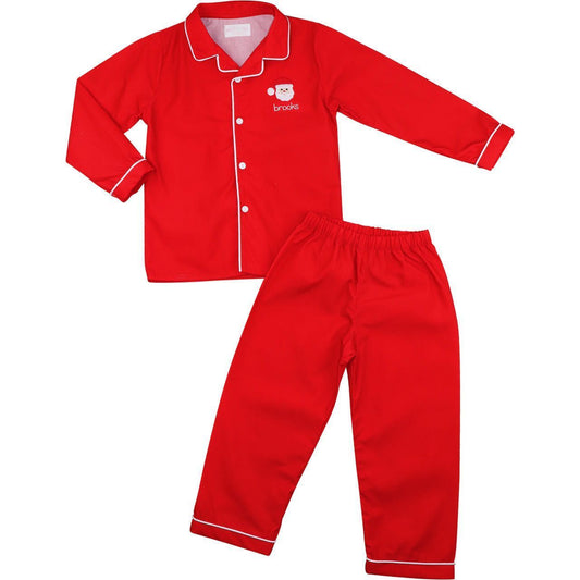 Red Embroidered Santa Pajamas