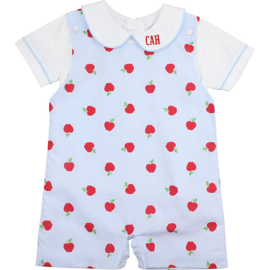 Blue Gingham Apple Print Jon Jon Set