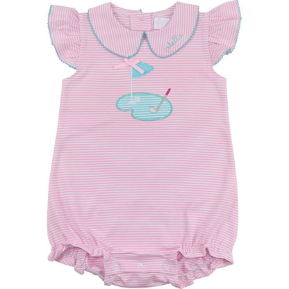 Pink Stripe Knit Applique Golf Bubble