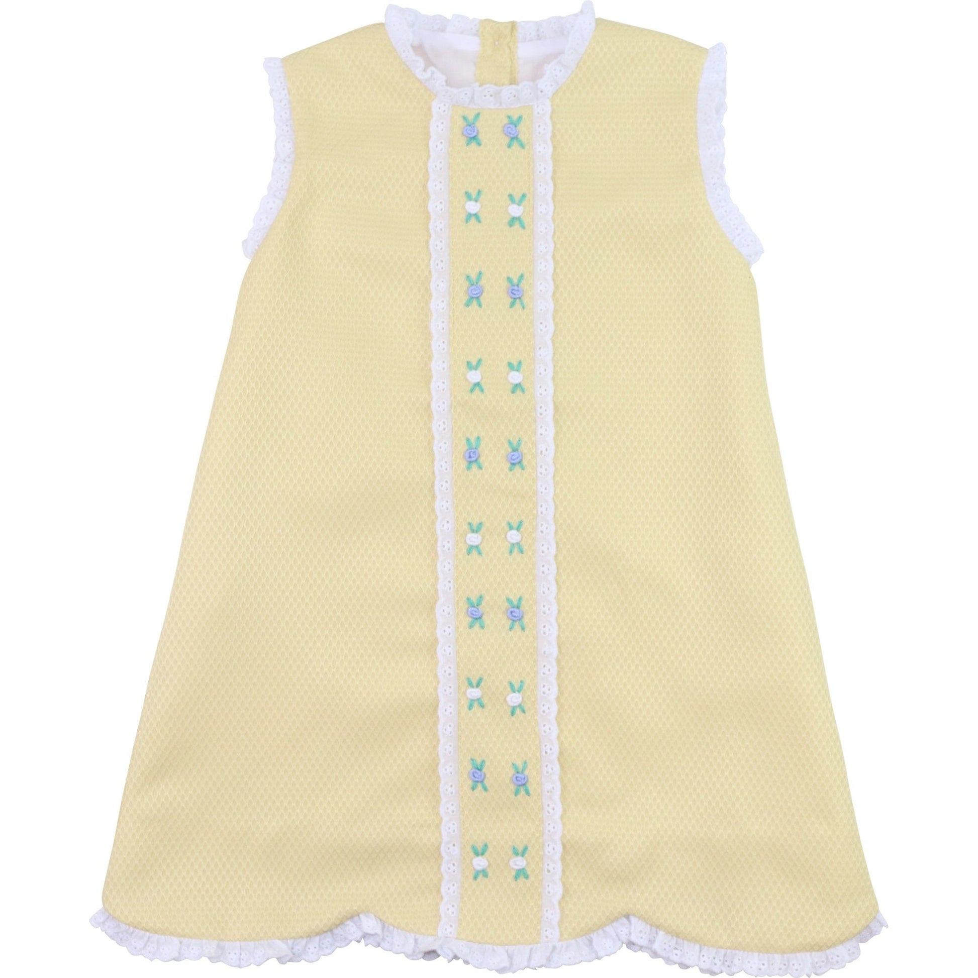 Yellow Embroidered Flower Dress