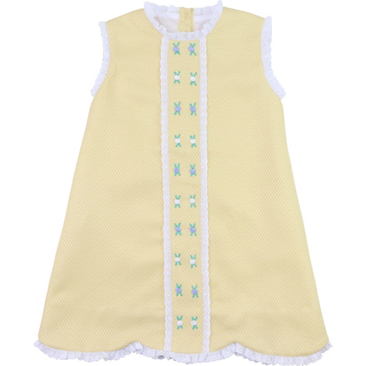 Yellow Embroidered Flower Dress