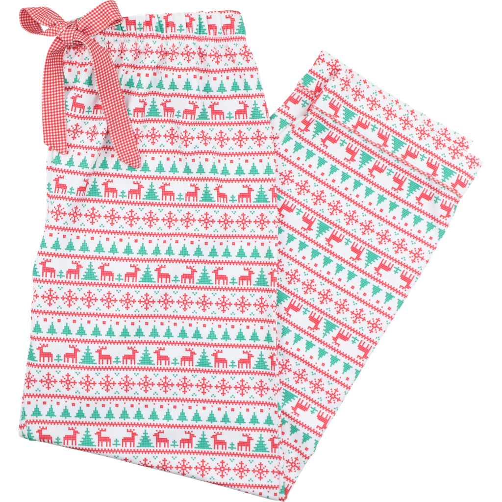 Men's Red And Green Christmas Print Pajama Knit Pants