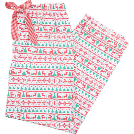 Men's Red And Green Christmas Print Pajama Knit Pants