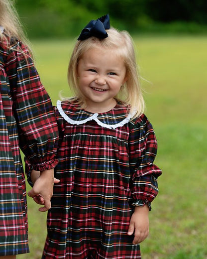 Green And Red Plaid Eyelet Long Bubble
