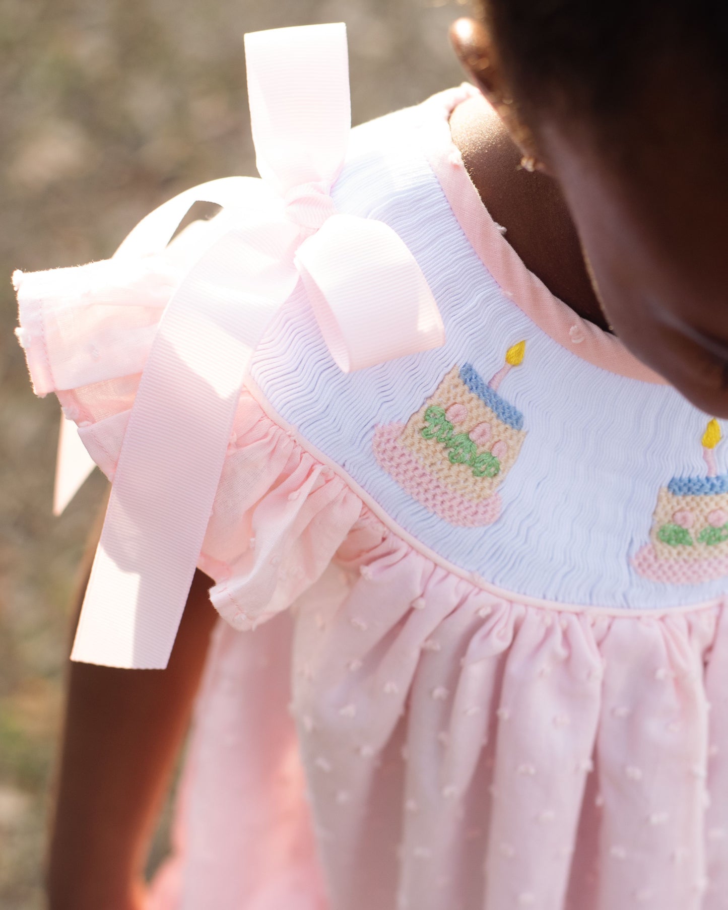 Pink Swiss Dot Smocked Birthday Cake Dress