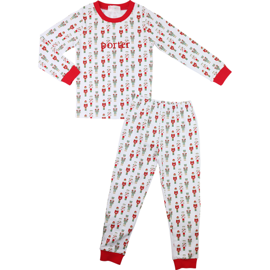Green And Red Nutcracker Knit Pajamas