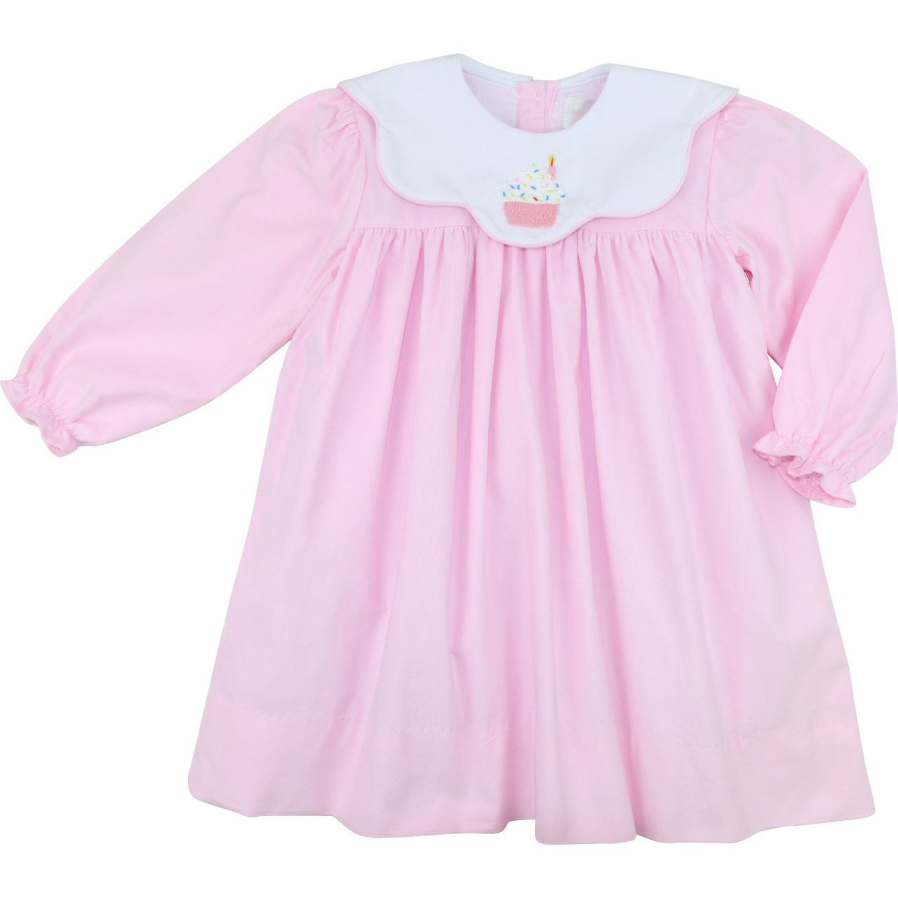 Pink Corduroy Embroidered Cupcake Dress