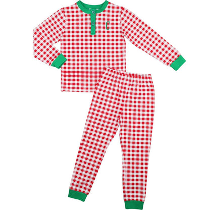 Red And Green Check Knit Pajamas