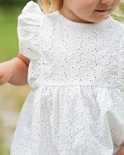 White Ruffle Eyelet Bubble