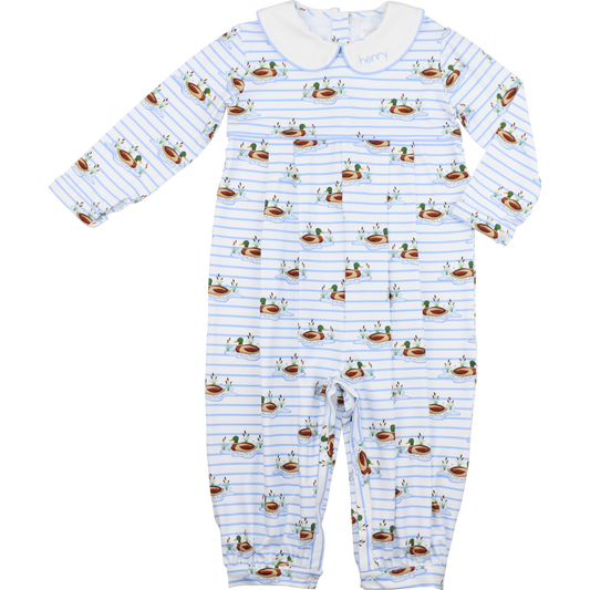 Blue Knit Mallard Long Romper