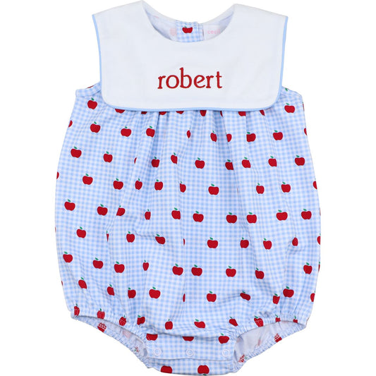 Blue Gingham Knit Apple Bubble