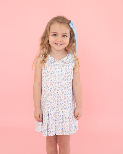 Blue And Pink Floral Lycra Tennis Dress  Smocked Threads