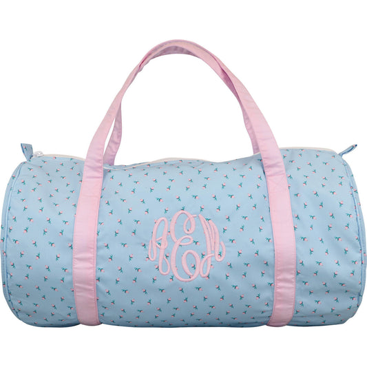 Blue and Pink Rosebud Duffel Bag Monogram