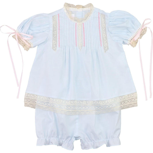 Blue And Pink Satin Vintage Lace Bloomer Set  Smocked Threads