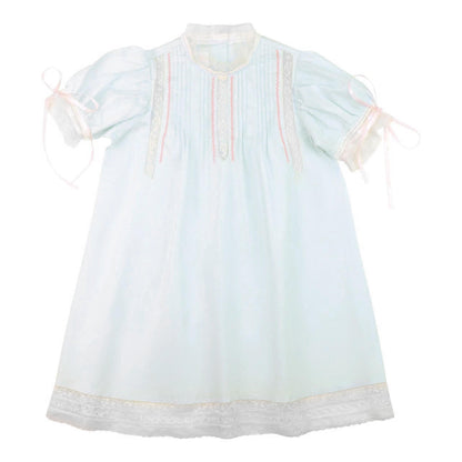 chinese dress ladies Blue And Pink Heirloom Satin Lace Dress