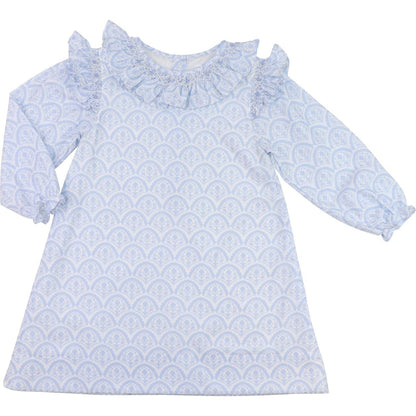 Blue And White Floral Smocked Rosette Dress  Smocked Threads
