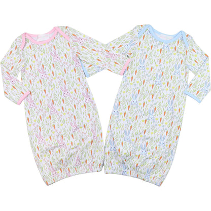 Blue Bunny And Carrot Print Knit Gown  