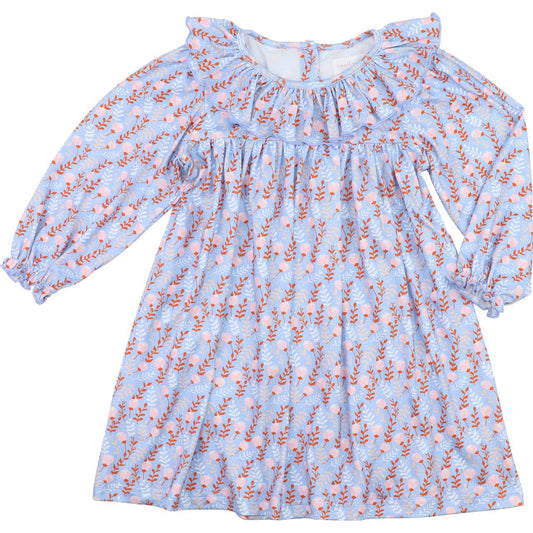 Blue Floral Print Knit Dress  Smocked Threads