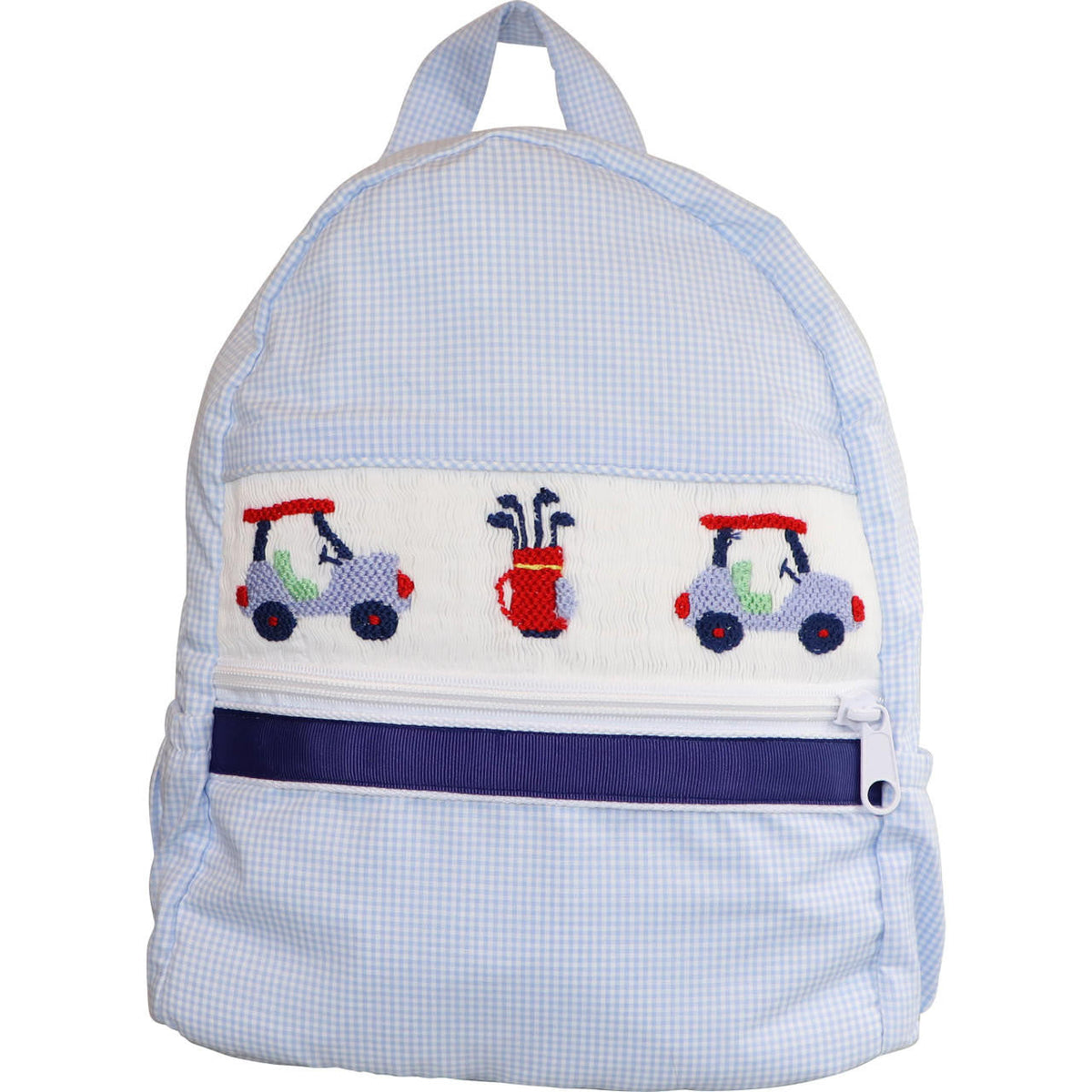 Blue Gingham Smocked Golf Backpack - Cecil & Lou