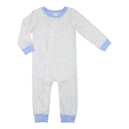 Blue Knit Jelly Bean Zipper Pajamas - Shipping Mid March  Monogram