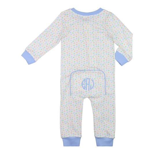 Blue Knit Jelly Bean Zipper Pajamas - Shipping Mid March  Monogram