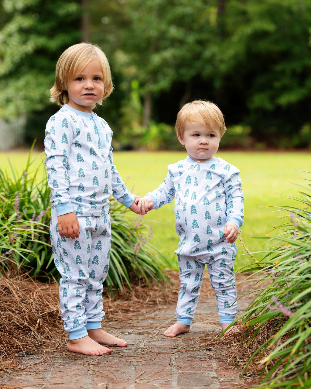 Blue And Green Knit Christmas Tree Zipper Pajamas