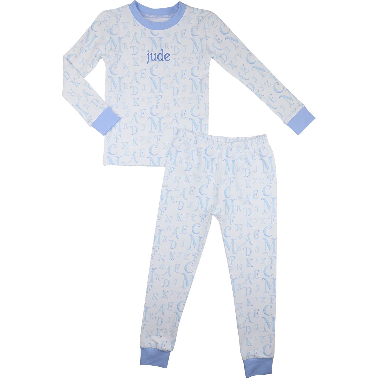 Blue Alphabet Knit Pajamas