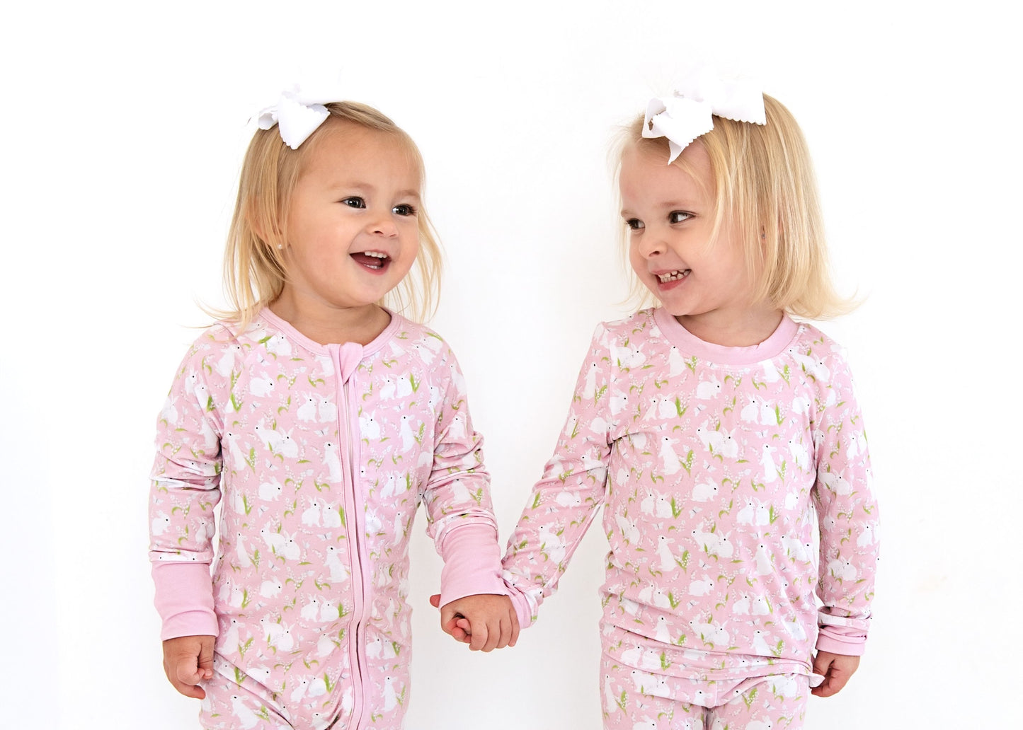 Floral Bunny Bamboo Knit Zipper Pajamas
