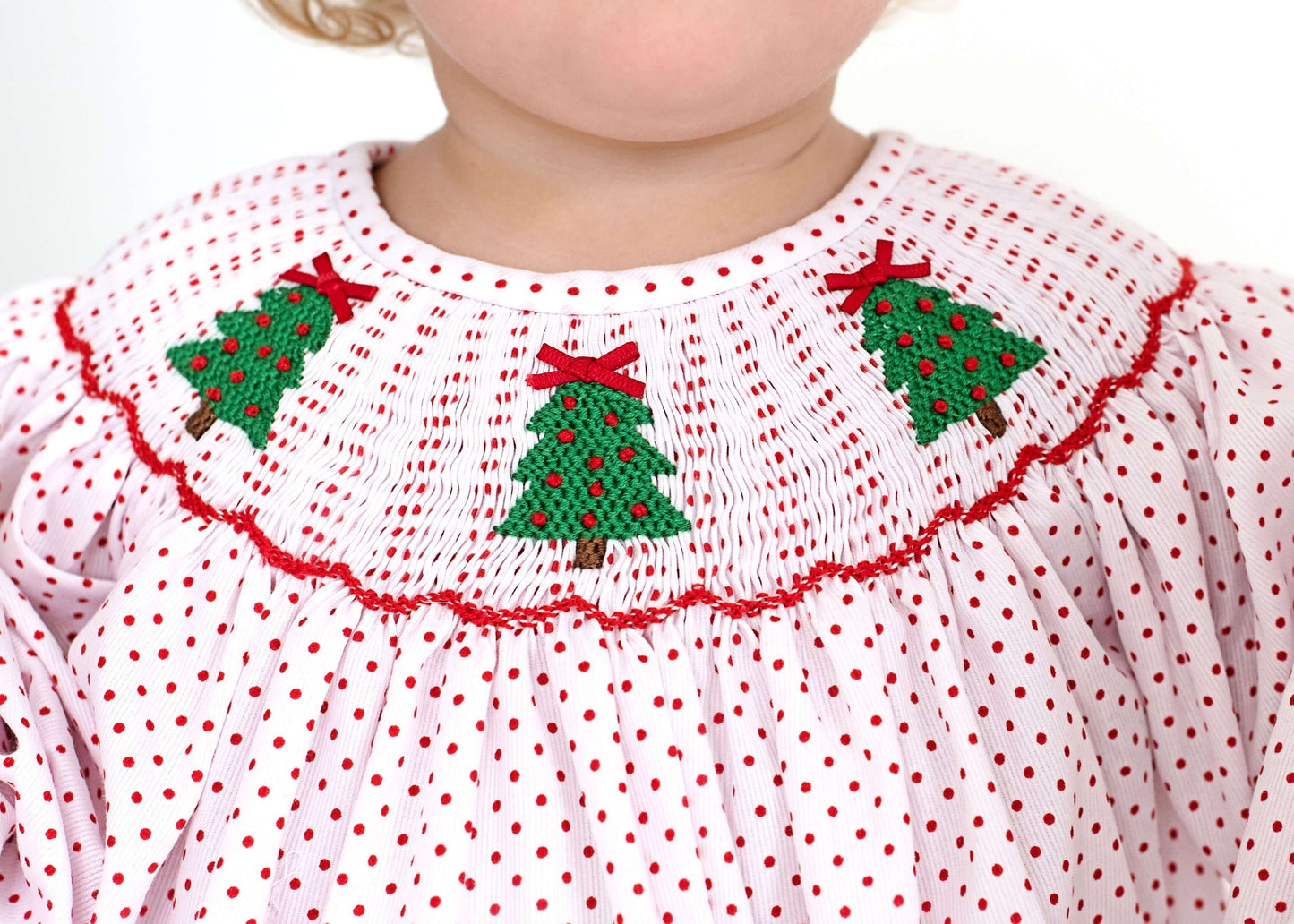 Smocked Christmas Tree Diaper Set