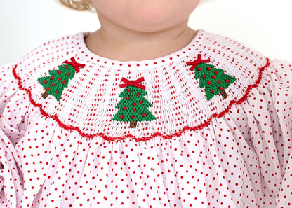 Smocked Christmas Tree Diaper Set