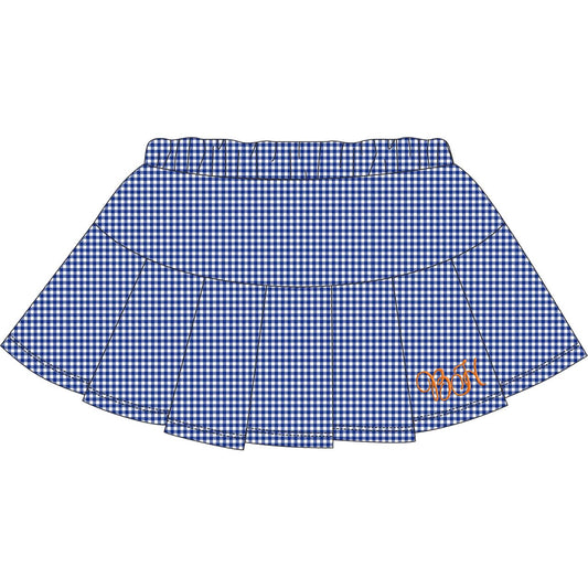 Blue Knit Gingham Tennis Skirt