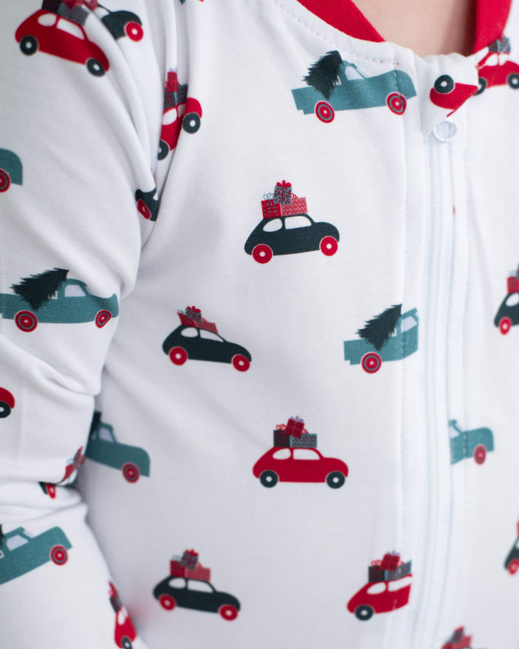 Red Knit Christmas Car Zipper Pajamas