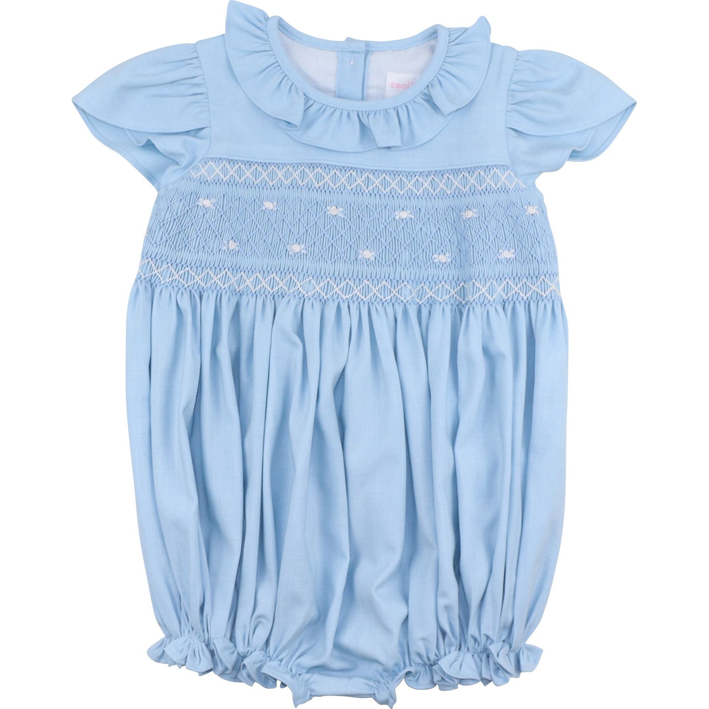 Blue Geometric Smocked Bubble