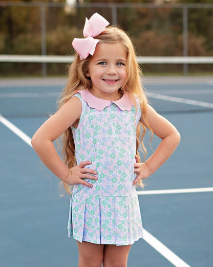 Pink And Green Scalloped Collar Lycra Tennis Dress Size 3T Pink And Green Scalloped Collar Lycra Tennis Dress Size 3T