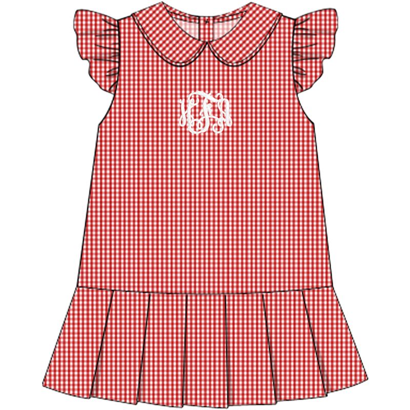 Red Gingham Knit Tennis Dress