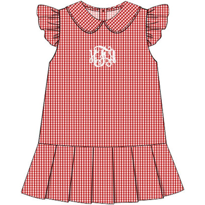 Red Gingham Knit Tennis Dress