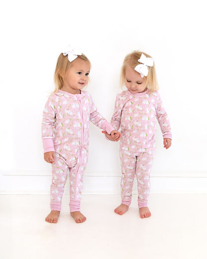 Floral Bunny Bamboo Knit Pajamas